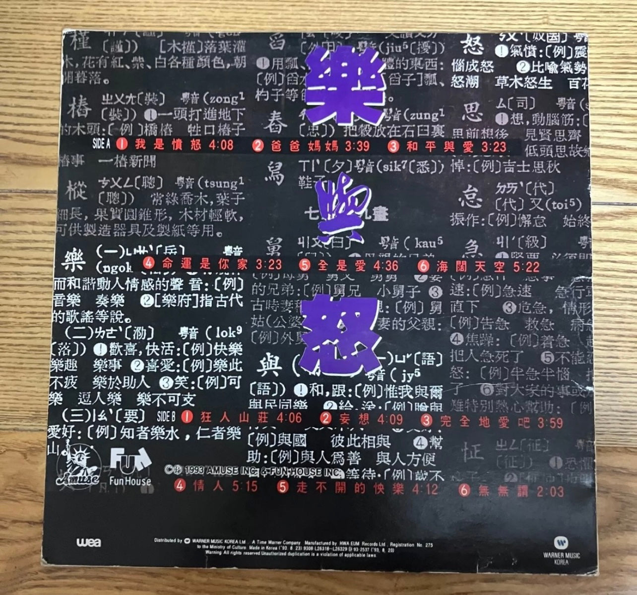 Beyond – 樂與怒 韓版 首版 黑膠唱片
