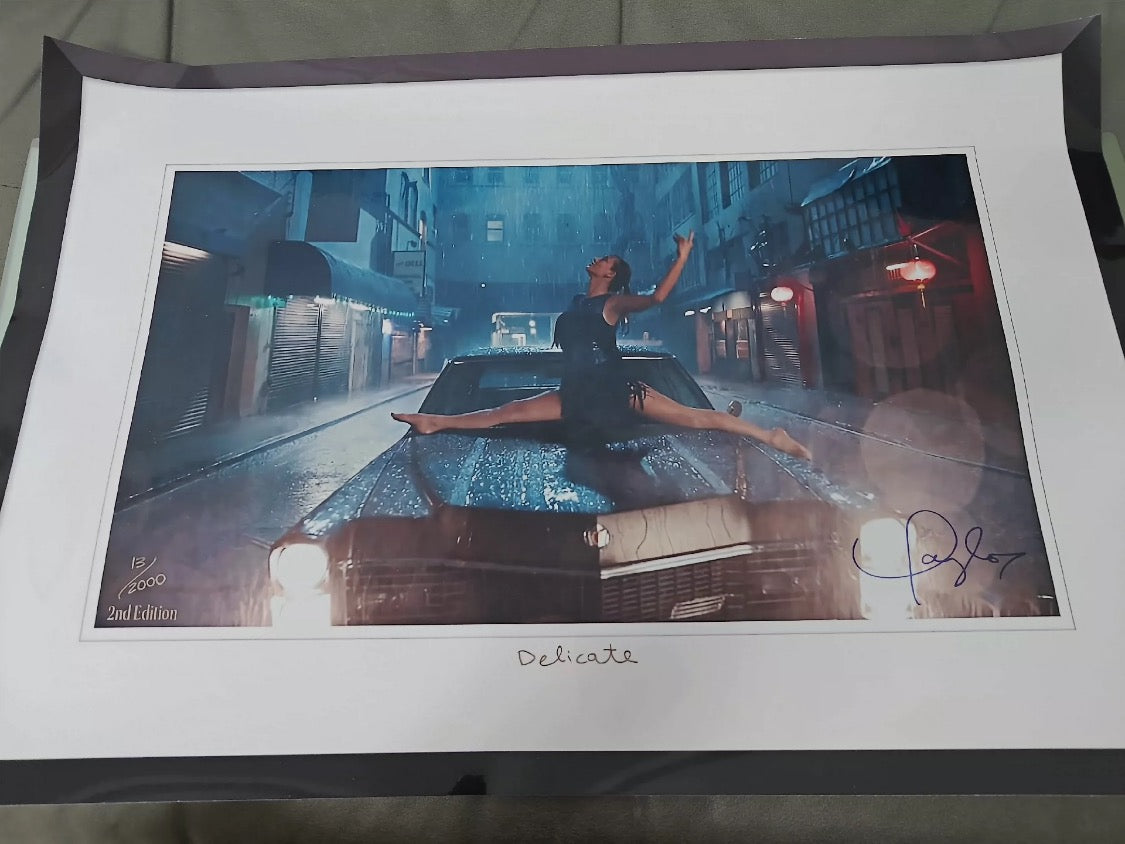 Taylor Swift *Delicate* poster with printed signature, not hand-signed, available framed or unframed.