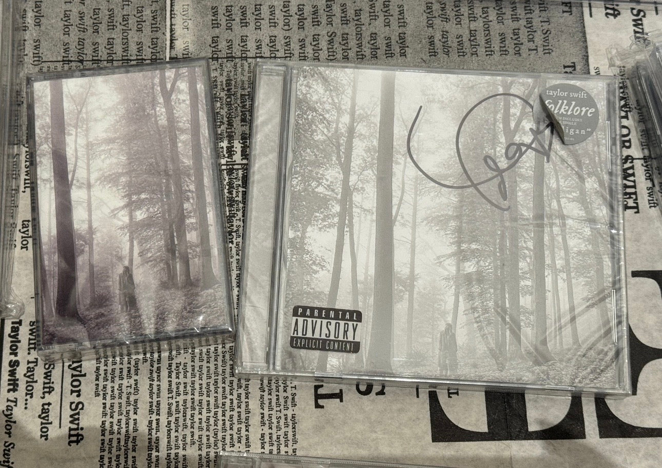 Taylor Swift folklore 1st Batch Autographed CD + Cassette Tape Bundle Sealed Read Desc