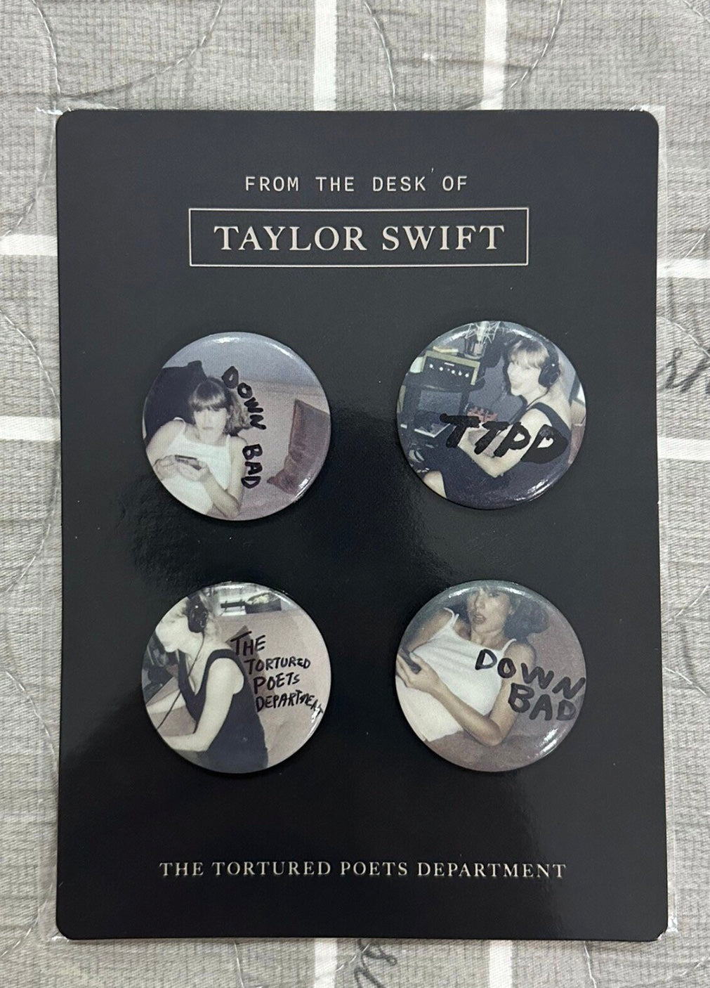 Taylor Swift TTPD Pin Set Down Bad Official 4pcs Badge Set