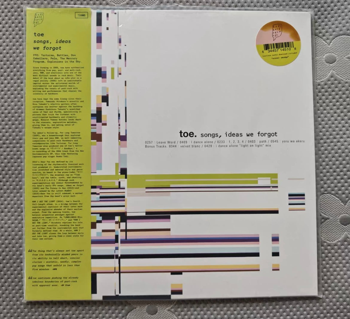 数学摇滚 toe – Songs, Ideas We Forgot 12寸LP彩胶