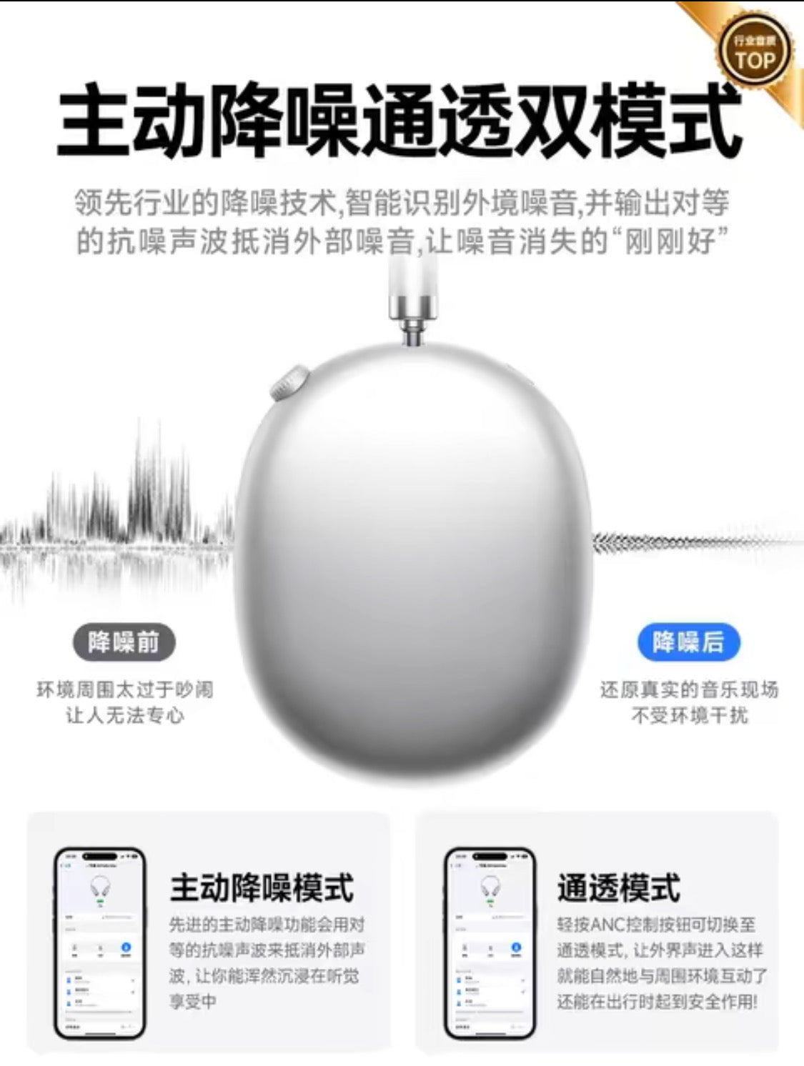 HGB Max Bluetooth Headphones Compatible with 2024 New Wireless Noise Cancellation