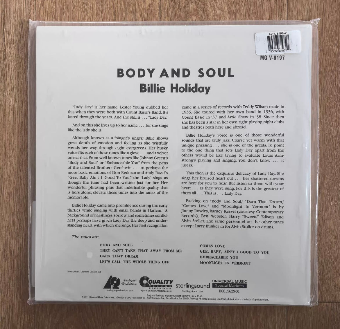 Billie Holiday – Body And Soul 2LP 45RPM Audiophile Reissue by Analogue Productions