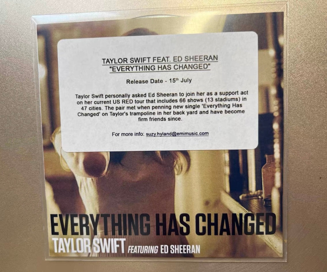 Taylor Swift Everything Has Changed UK Promo CD Feat Ed Sheeran Pre-Owned Read Desc