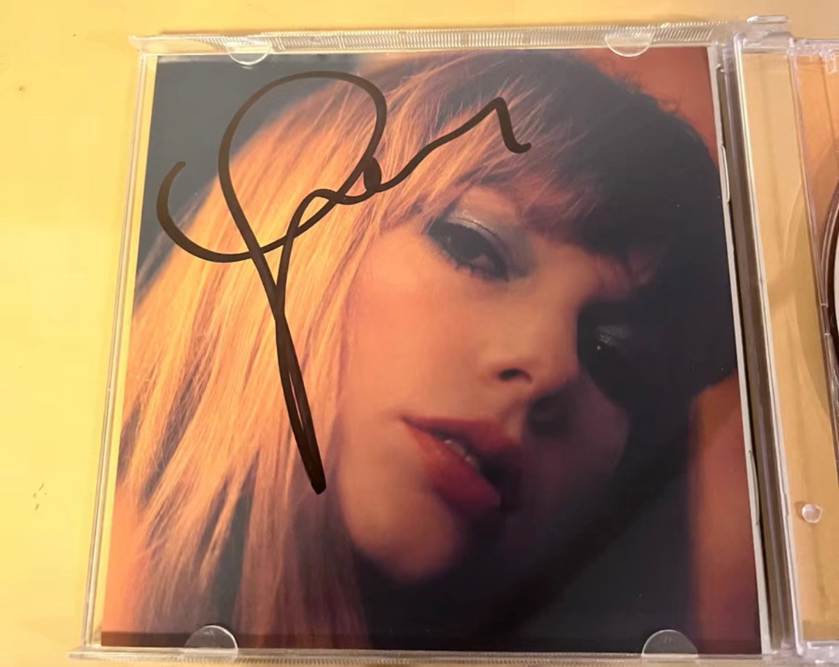 Taylor Swift Midnights Peach Wood Signed CD Open Box Read Desc