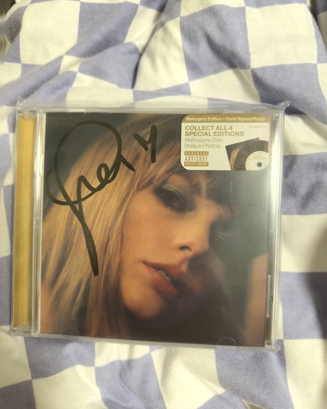 Taylor Swift Midnights Signed CD (Four Covers, Peach Wood Autograph w/ Cat & Heart Design)