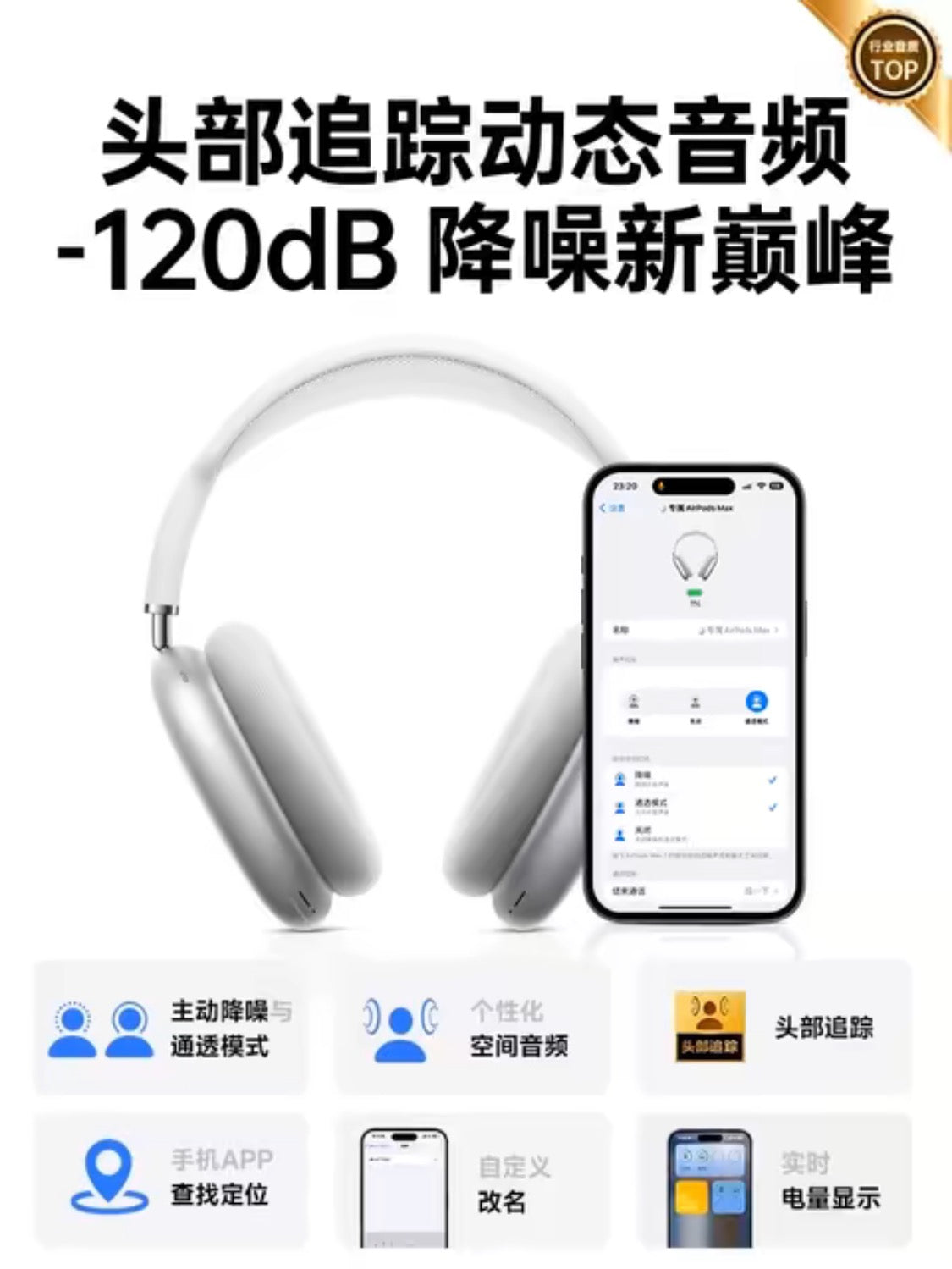 HGB Max Bluetooth Headphones Compatible with 2024 New Wireless Noise Cancellation
