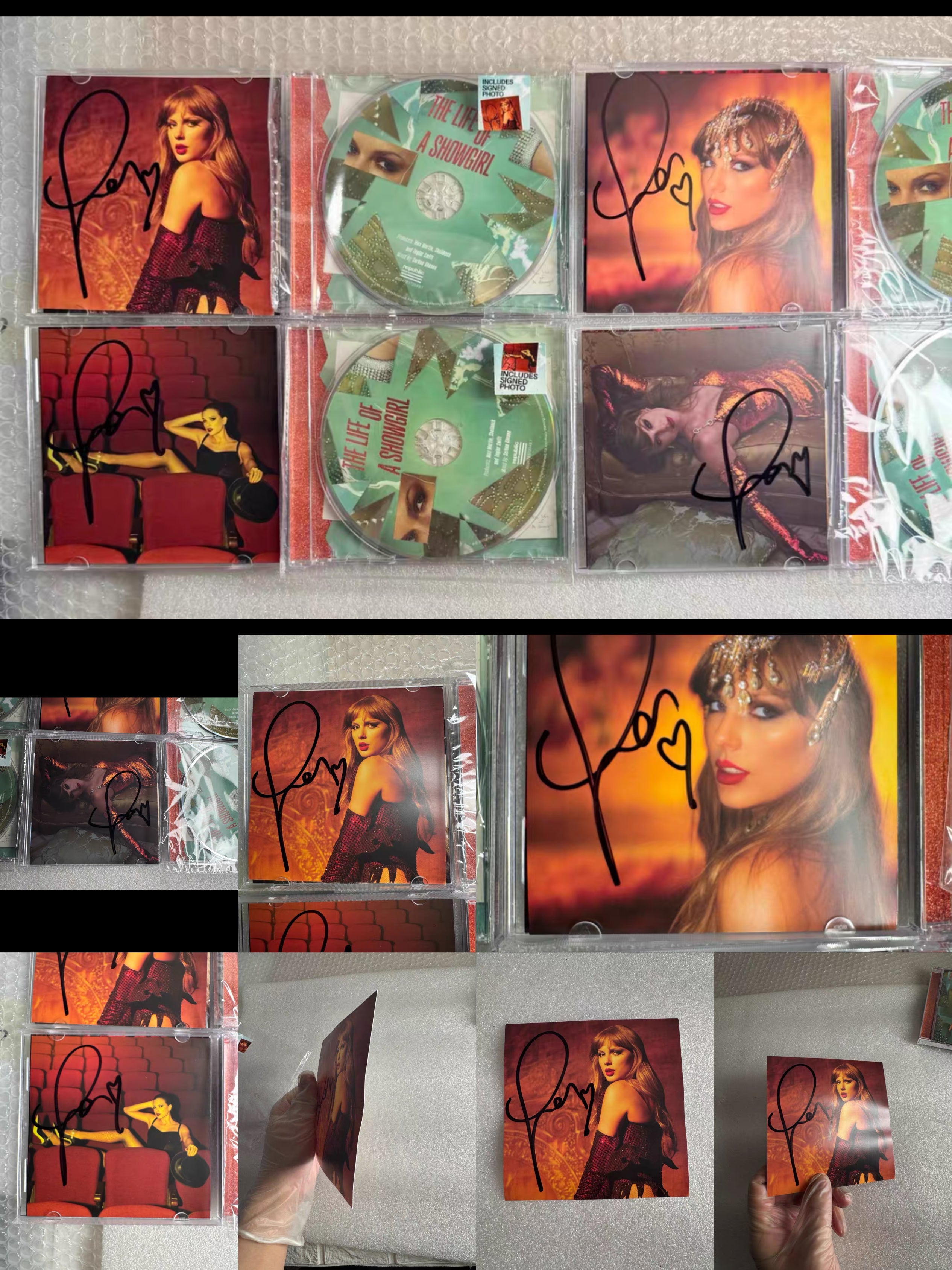 Taylor Swift The Life of a Showgirl Signed CD Set (4 Discs, Side Opened, No Case Cracks, Card 3 Bent - Set Only, No Separate Sale)