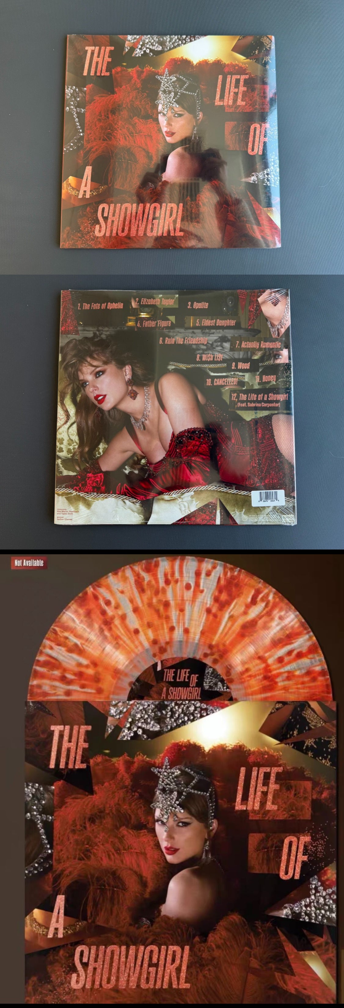 Taylor Swift The Life of a Showgirl Red Splatter Vinyl (Sealed, In Stock, Free Taylor Swift Gifts)