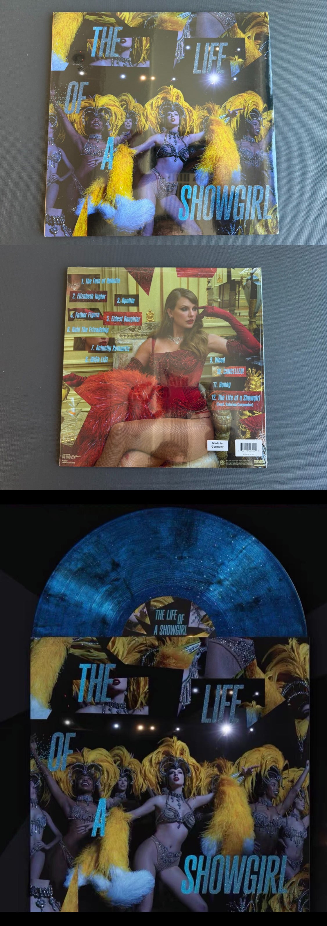 Taylor Swift The Life of a Showgirl Blue Glitter Vinyl (Sealed, In Stock, Free Taylor Swift Gifts)