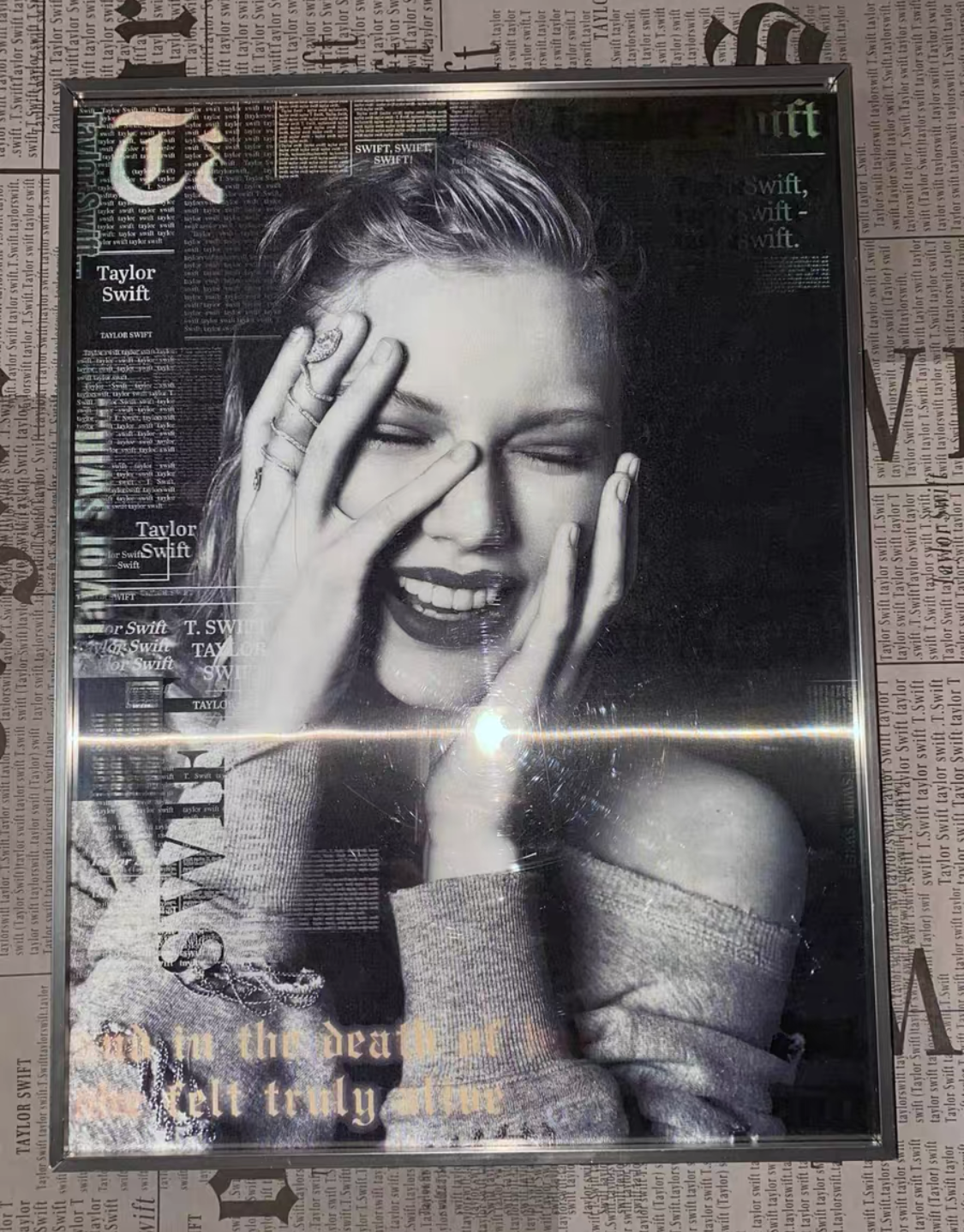 Taylor Swift Reputation Lenticular Poster with Silver Frame, Rare Smiling Portrait Era Piece
