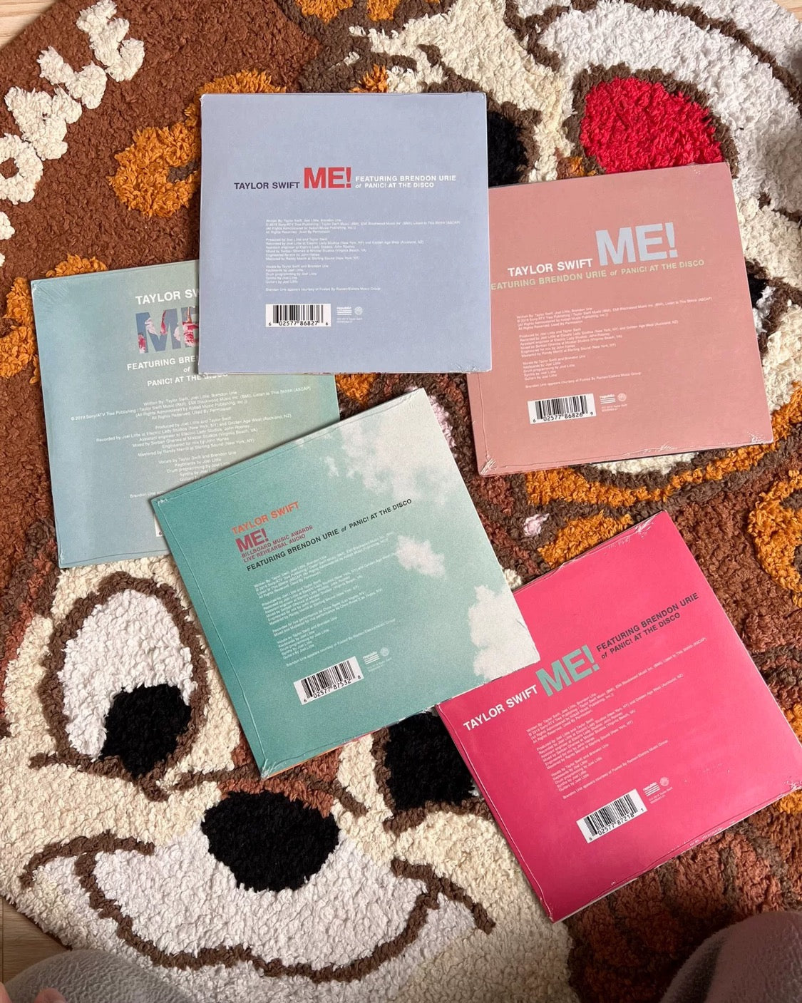 Taylor Swift *ME!* 7-inch vinyl single complete set with all 4 cover variants, featuring Brendon Urie. All copies sealed and unplayed.