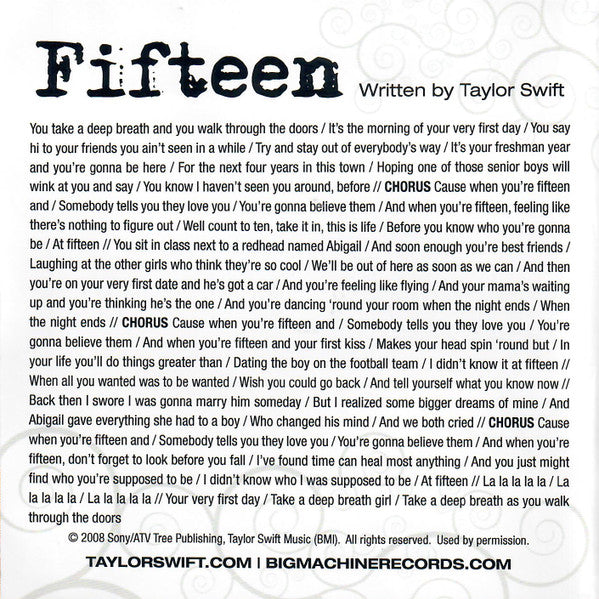 Taylor Swift – Fifteen – CD – image 4