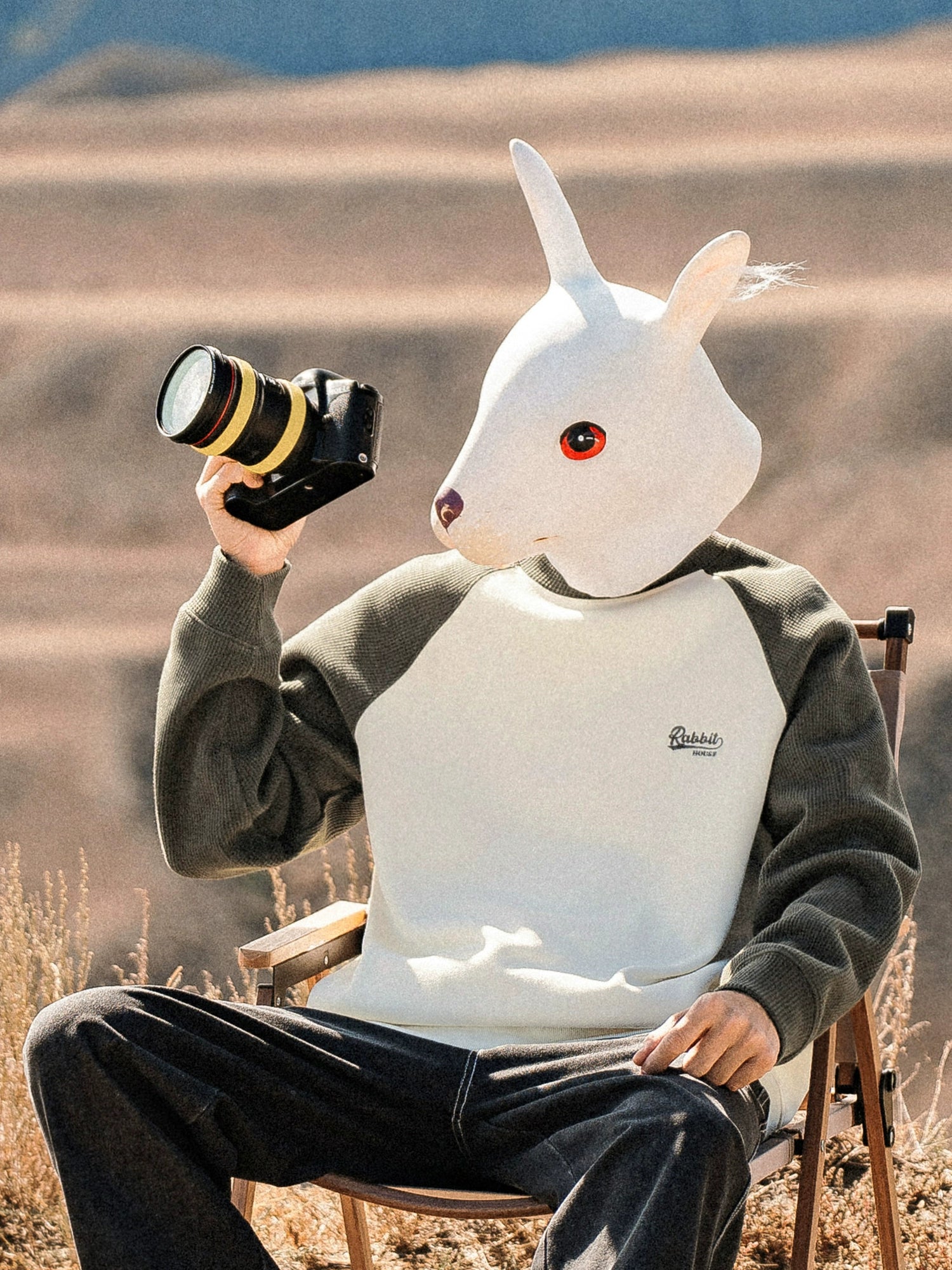 Spring and Autumn Japanese Trend Contrast Color Ragged Shoulder Embroidered Waffle Sweater Men's Crew Neck Pullover Casual Top