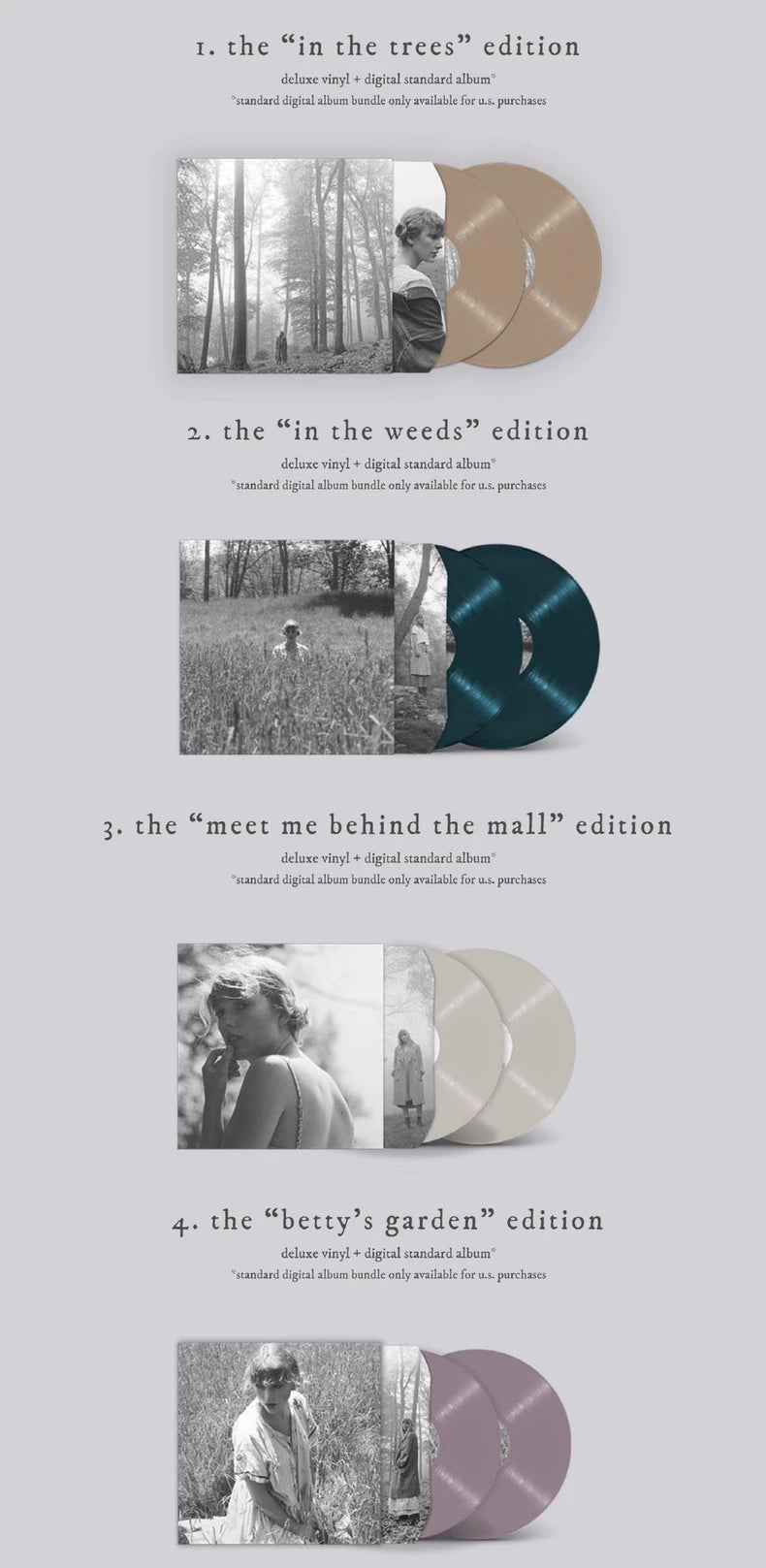 Taylor Swift – Folklore – Complete Eight US Vinyl Editions – Sealed