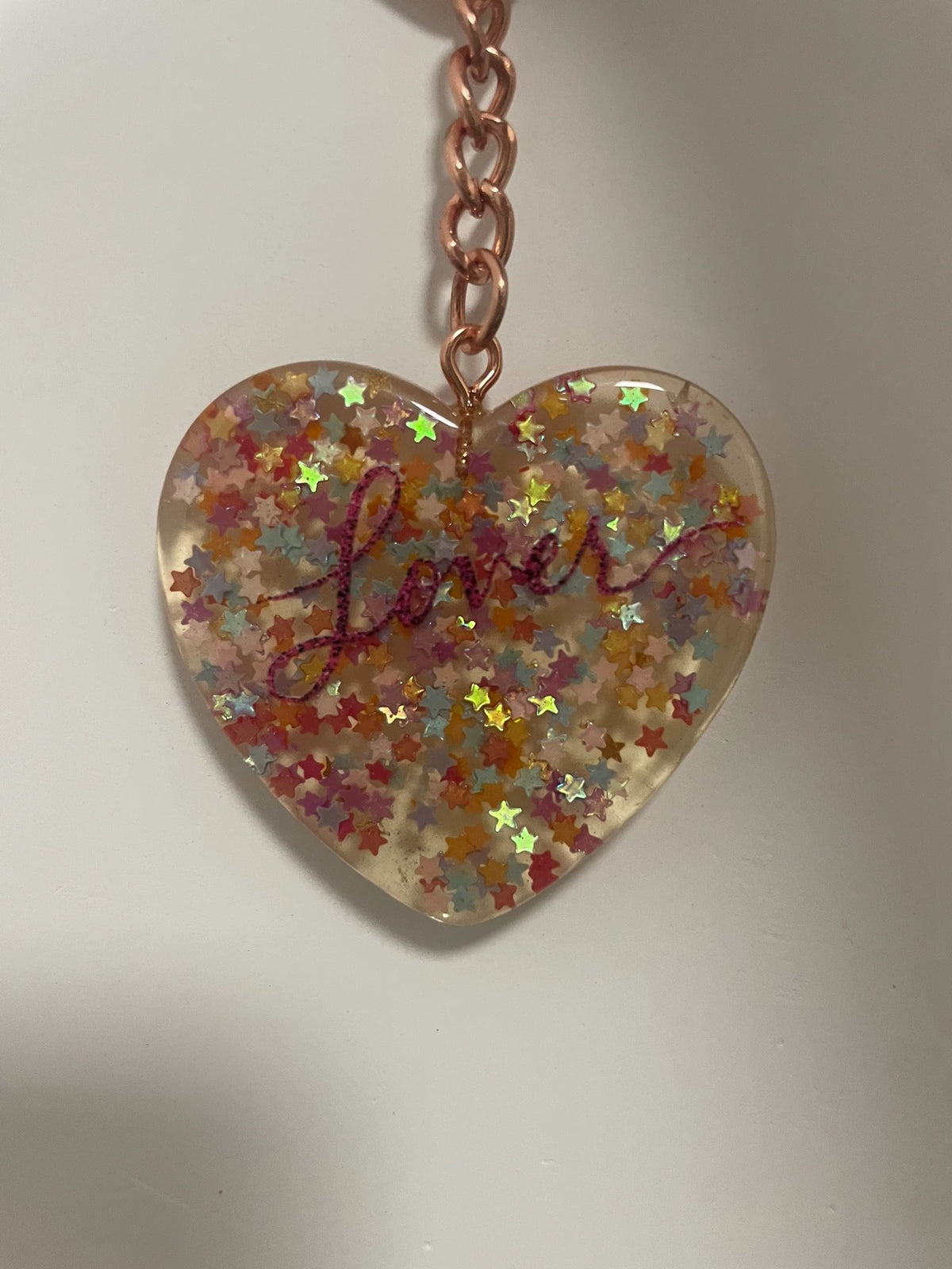Taylor Swift – Lover Glitter Heart Keychain – actual item photograph