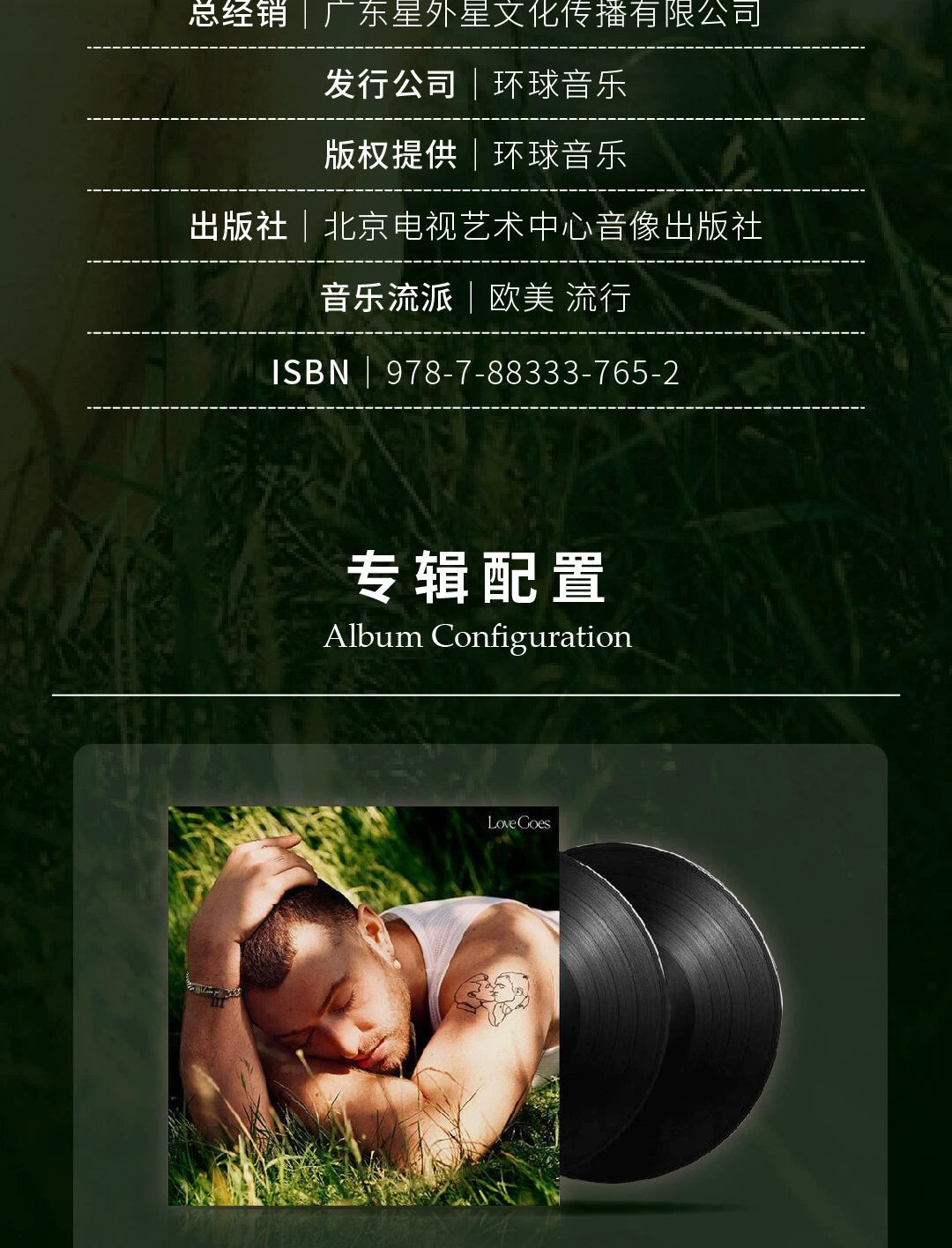 Sam Smith Love Goes on 2LP vinyl  官方正版 山姆史密斯Sam Smith Love Goes 2LP黑胶唱片