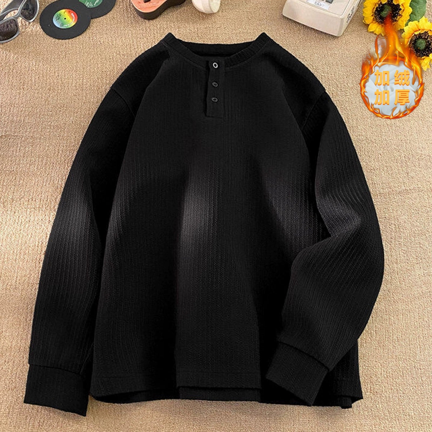 Long-sleeved T-shirt men's autumn and winter velvet high-end white undershirt sweater 2025 new