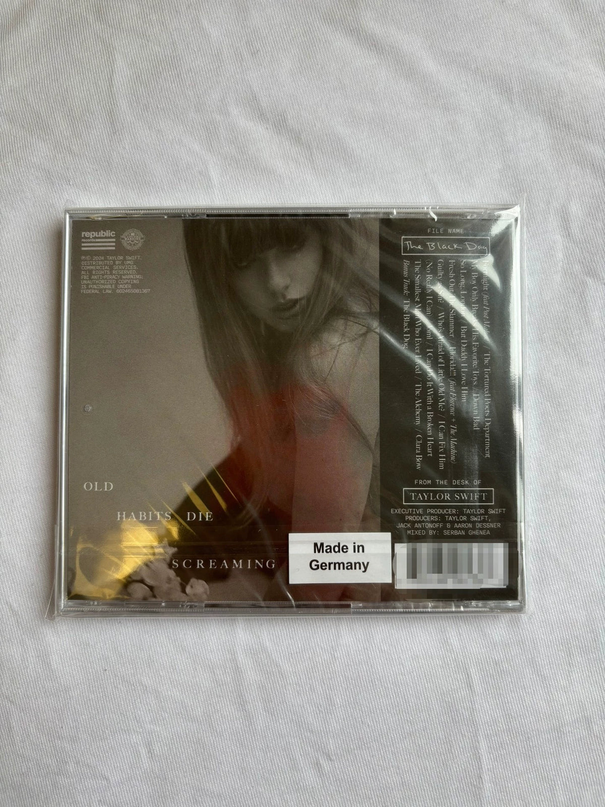 Taylor Swift – The Tortured Poets Department — The Black Dog CD, Taiwan Import — actual item photo 2