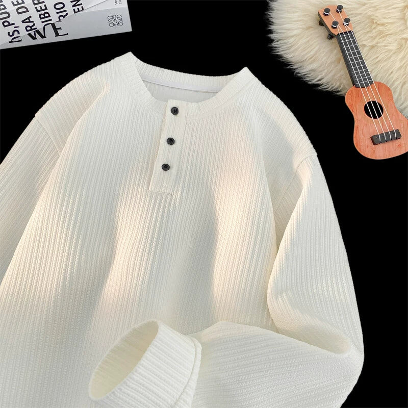 Long-sleeved T-shirt men's autumn and winter velvet high-end white undershirt sweater 2025 new