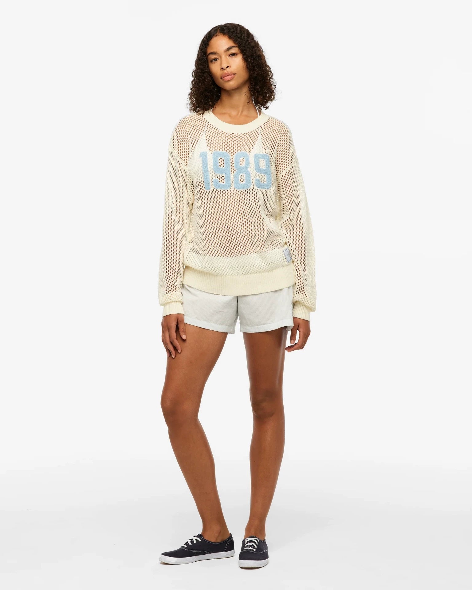 Taylor Swift 1989 official blue and white open-knit top