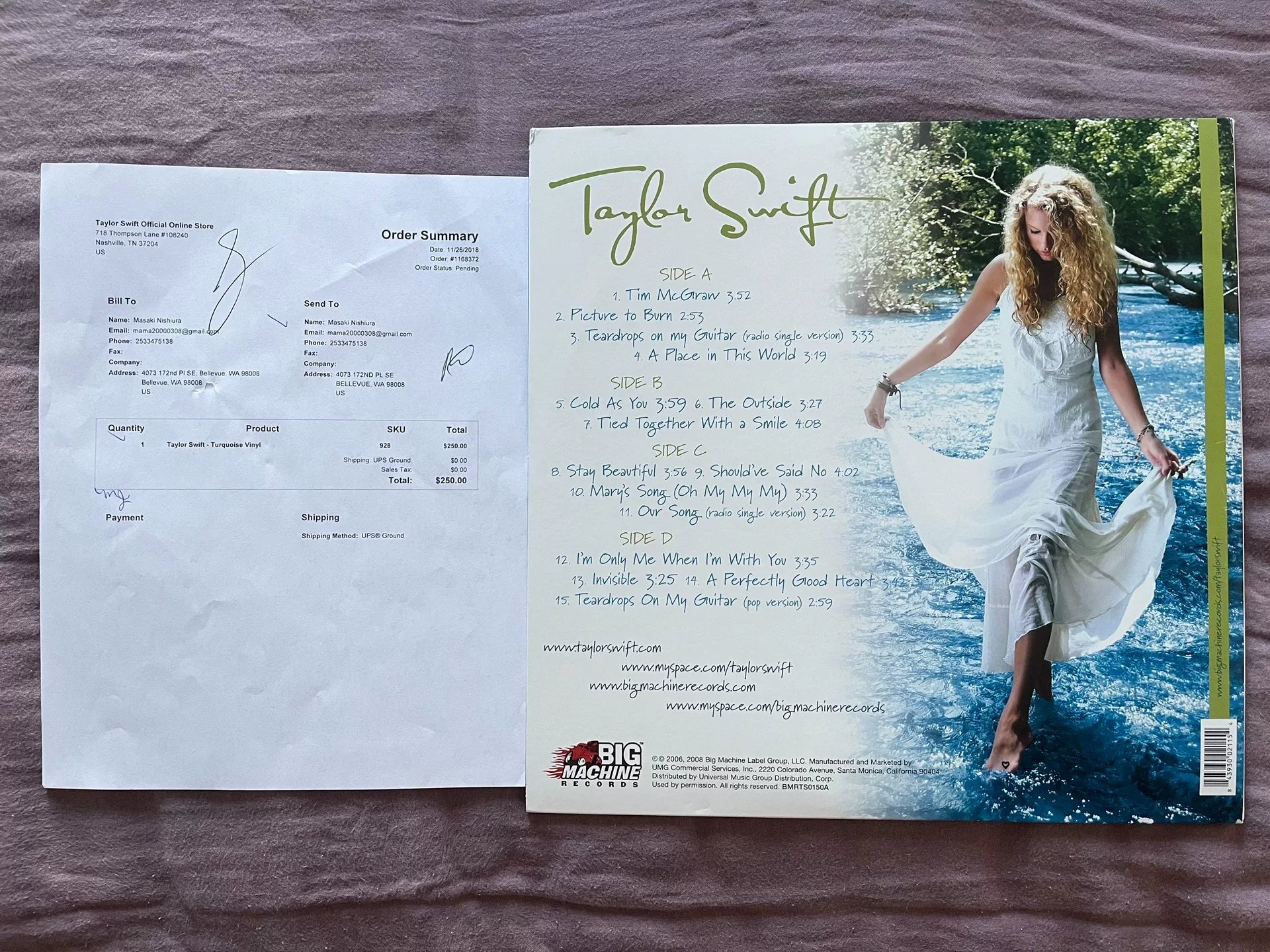 Taylor Swift – Debut RSD Numbered Blue Vinyl with Signed Insert