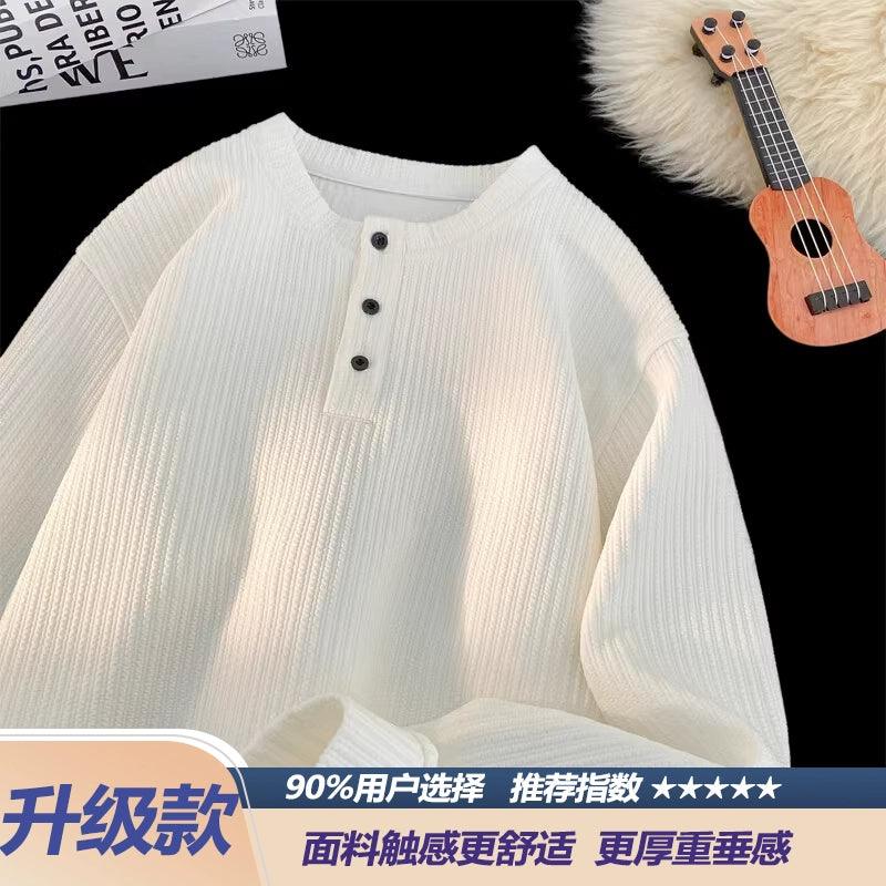 Long-sleeved T-shirt men's autumn and winter velvet high-end white undershirt sweater 2025 new