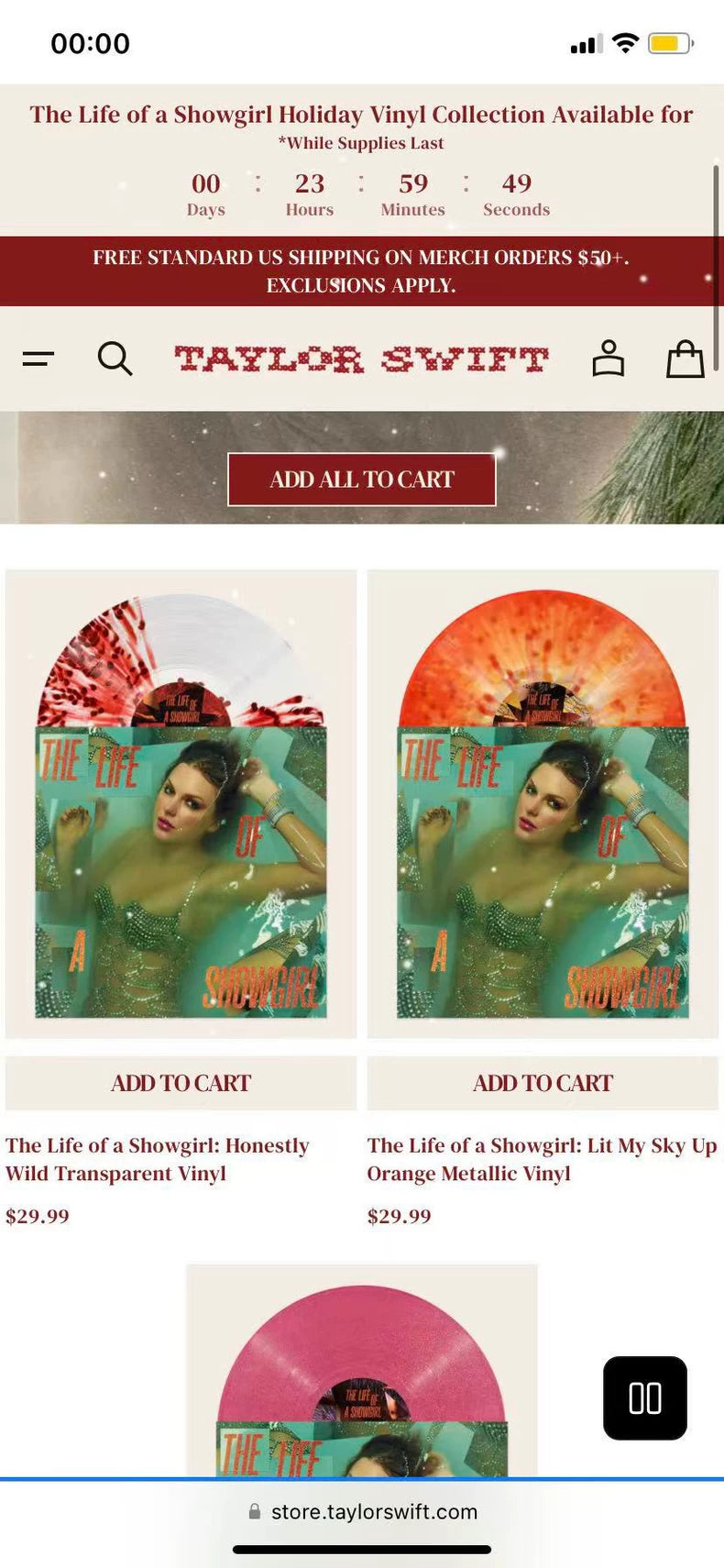 Taylor Swift – The Life of a Showgirl Christmas Orange Splatter Vinyl LP – Opened, Unplayed – actual product photo 3