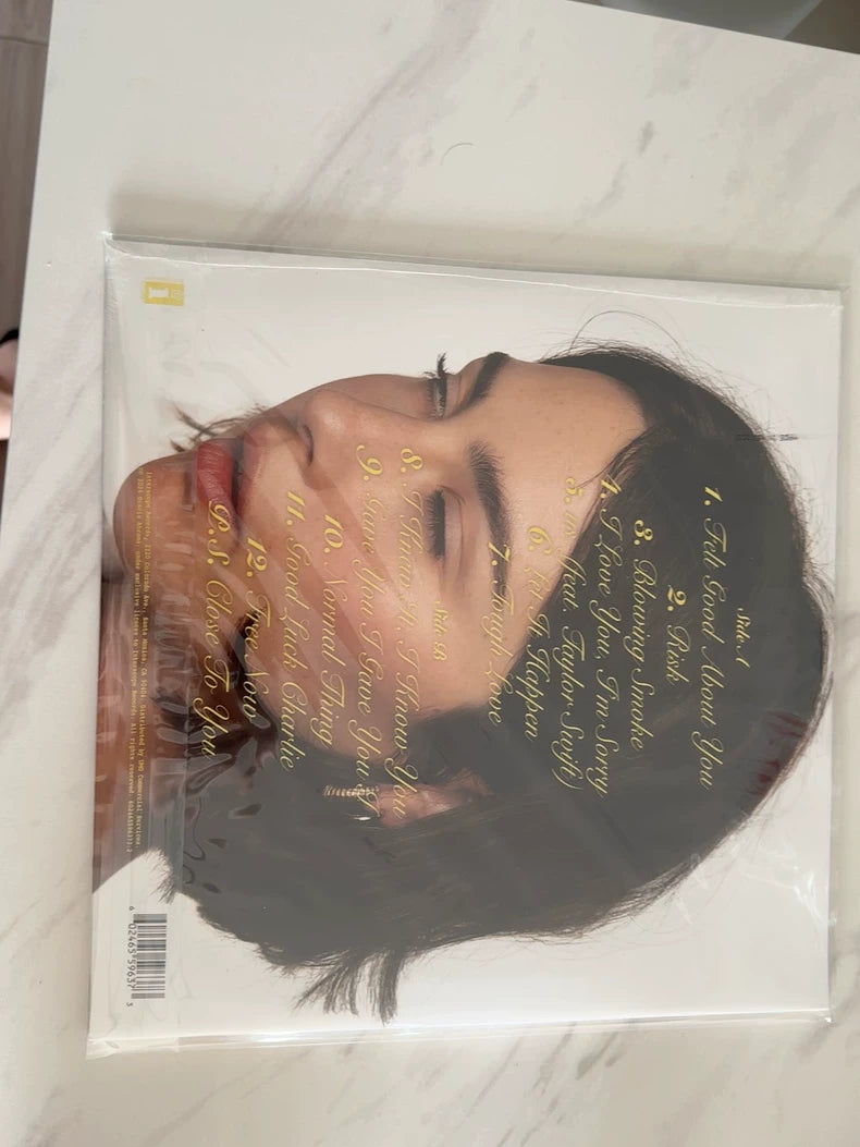 The Secret of Us signed art card and purple vinyl detail