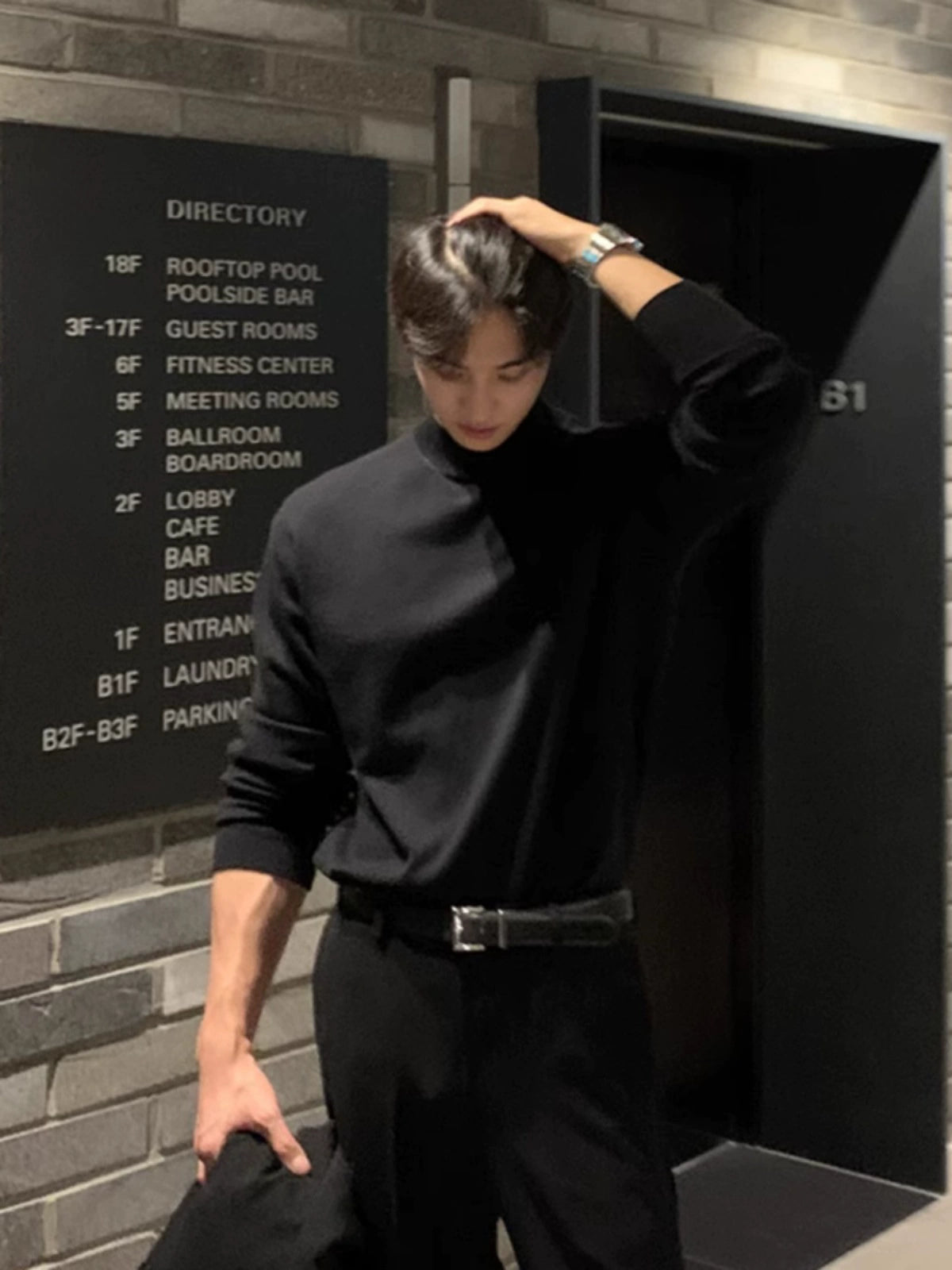 German velvet semi-turtleneck bottoming shirt men's autumn and winter velvet suit inner top mature and stable men's long-sleeved t-shirt