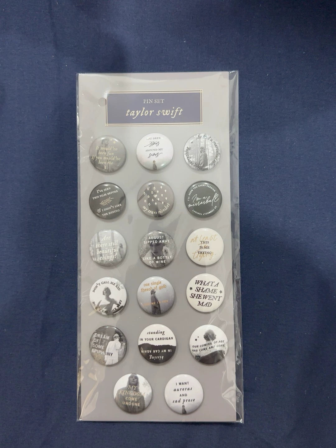 Taylor Swift folklore official 17-pin set
