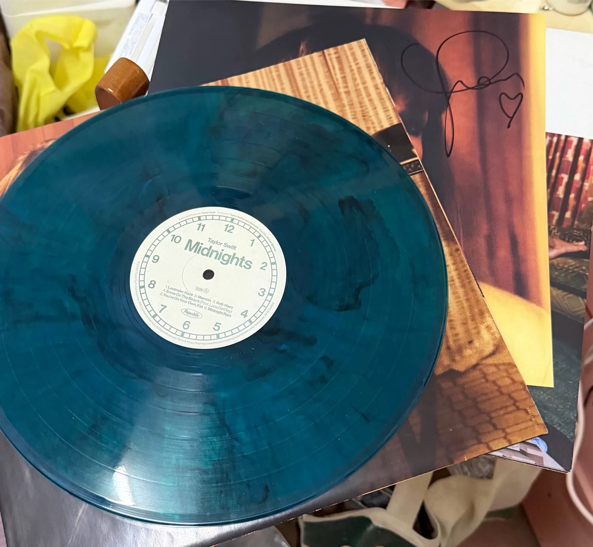 Taylor Swift Midnights Jade Green Signed Vinyl with Heart Signature
