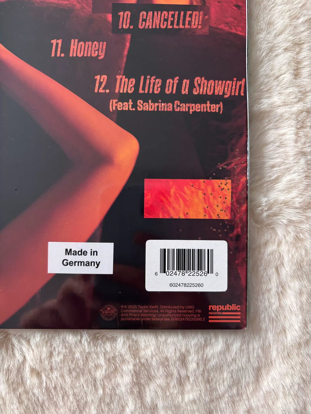 Taylor Swift – The Life of a Showgirl – Portofino Orange Glitter Vinyl, Sealed – detail 4