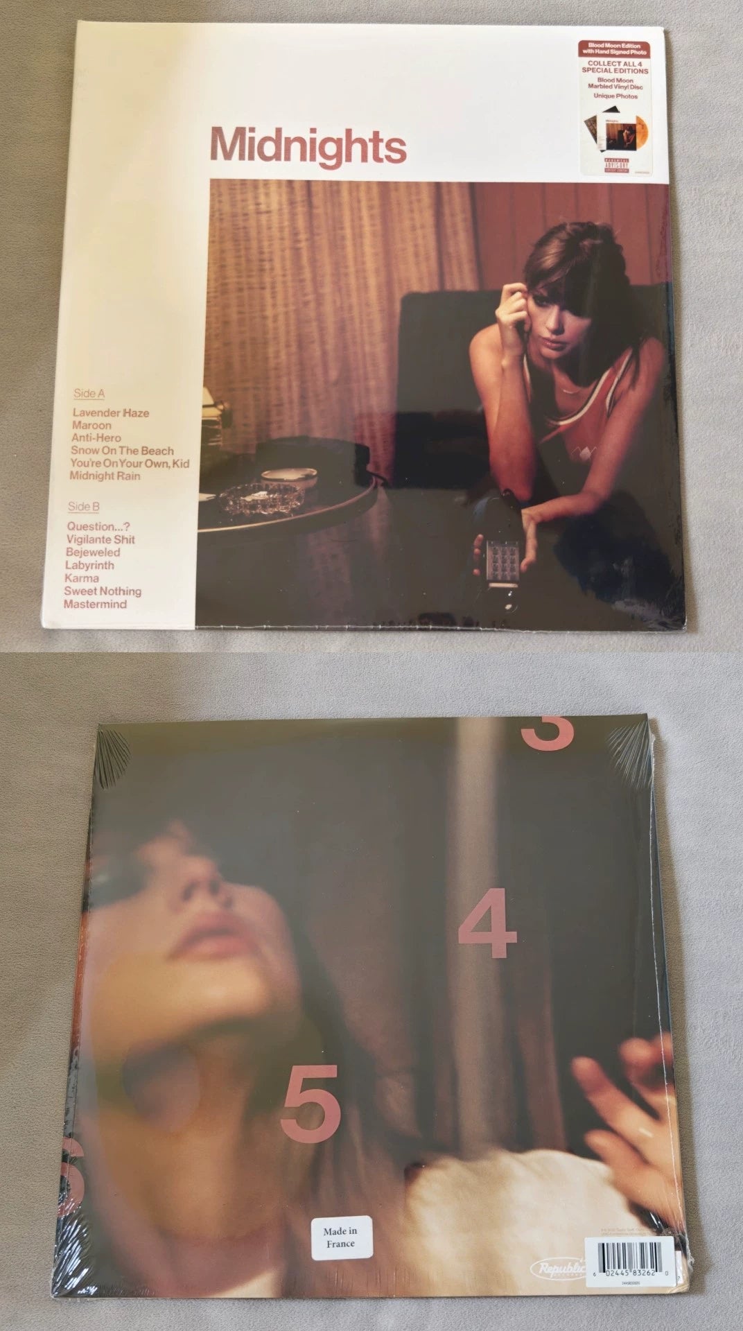 Taylor Swift – Midnights – Blood Moon LP with Hand-Signed Photo – Sealed – actual copy