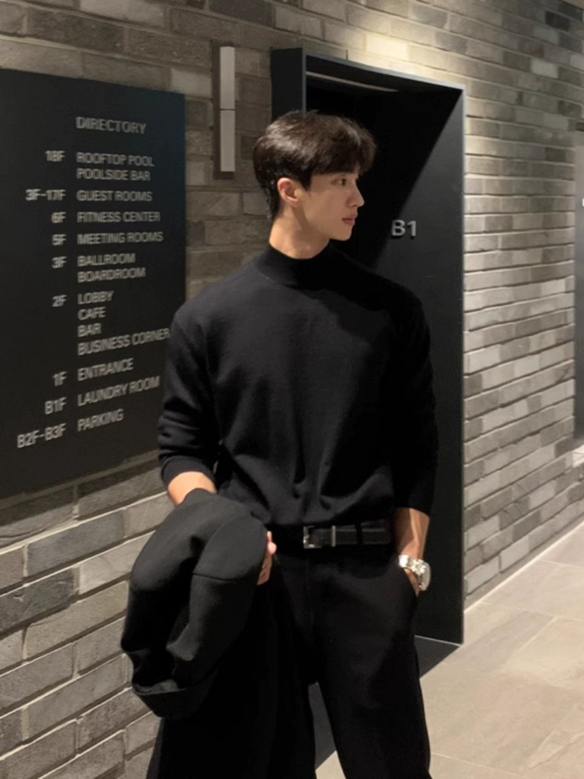 German velvet semi-turtleneck bottoming shirt men's autumn and winter velvet suit inner top mature and stable men's long-sleeved t-shirt