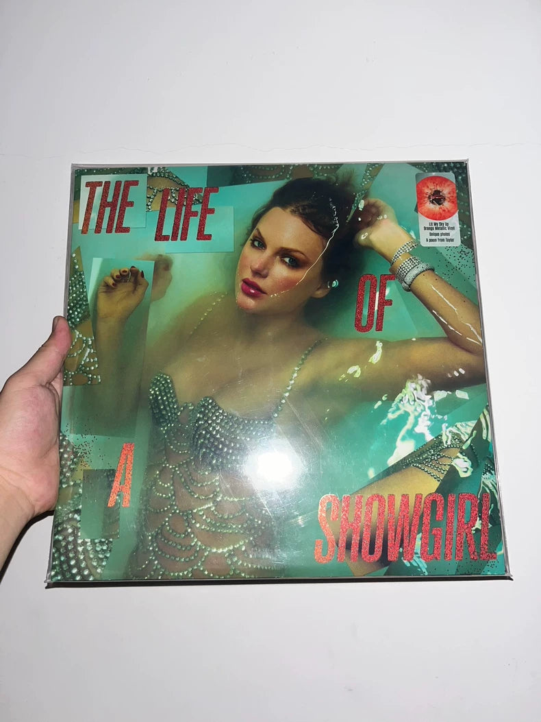 Taylor Swift – The Life of a Showgirl Christmas Orange Splatter Vinyl LP – Opened, Unplayed – actual product photo 4