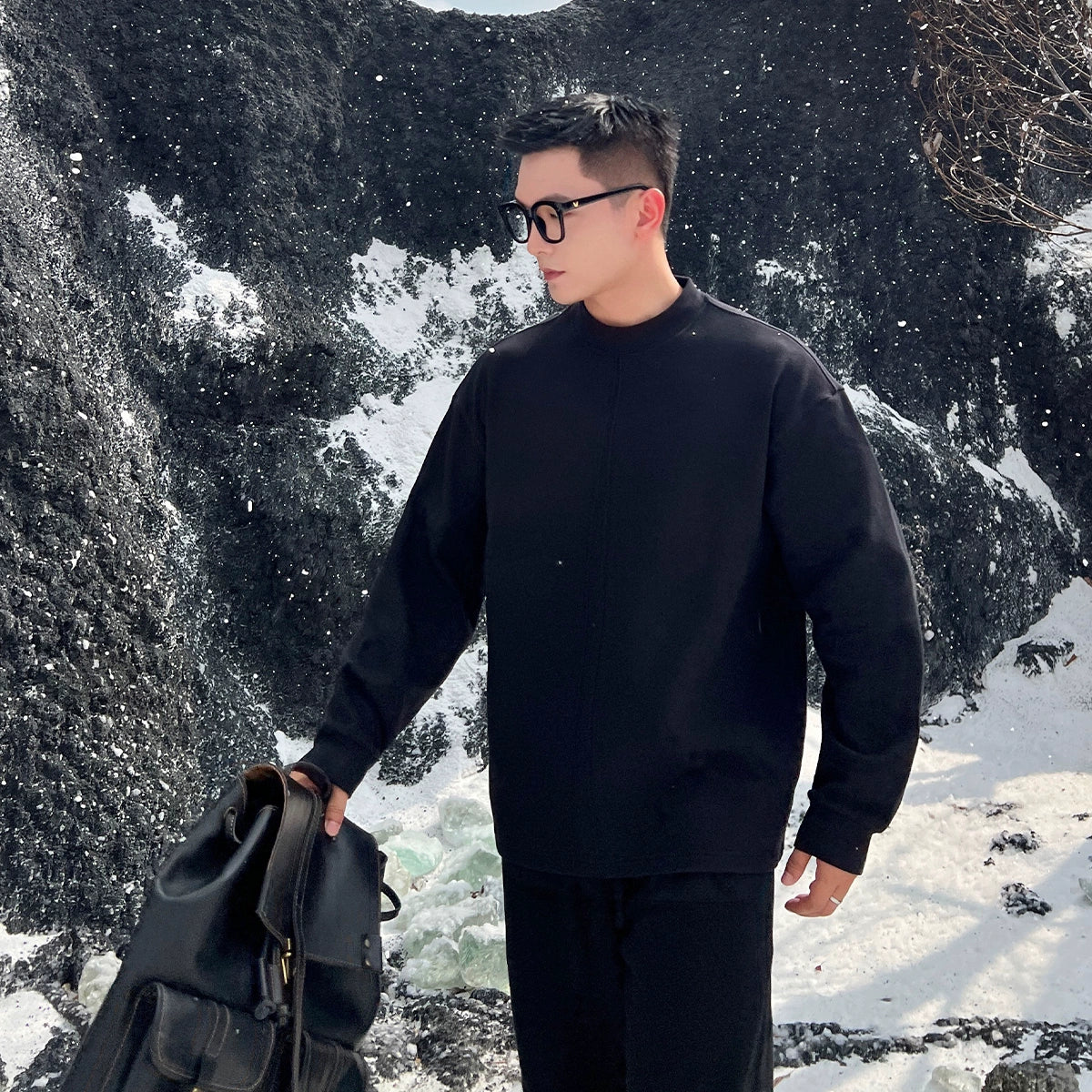 [New Zealand Winter] Winter Warm Heat Storage Soft Waxy German Velvet Bottom Long Sleeve T-Shirt Men