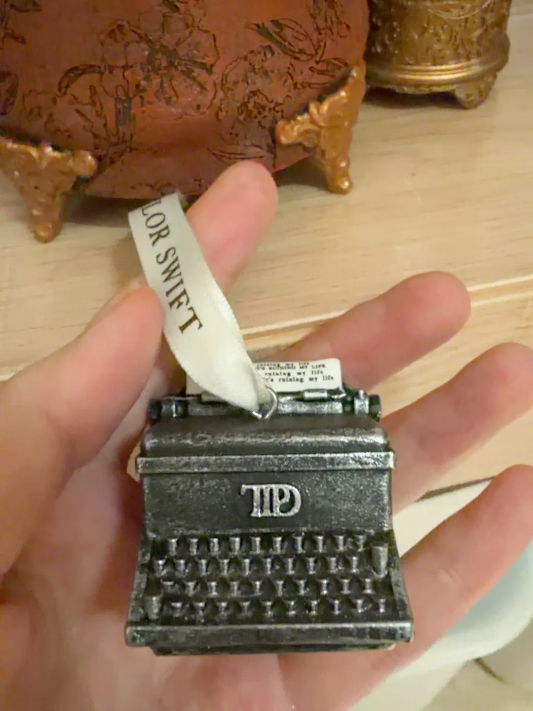 Fortnight typewriter ornament packaging detail