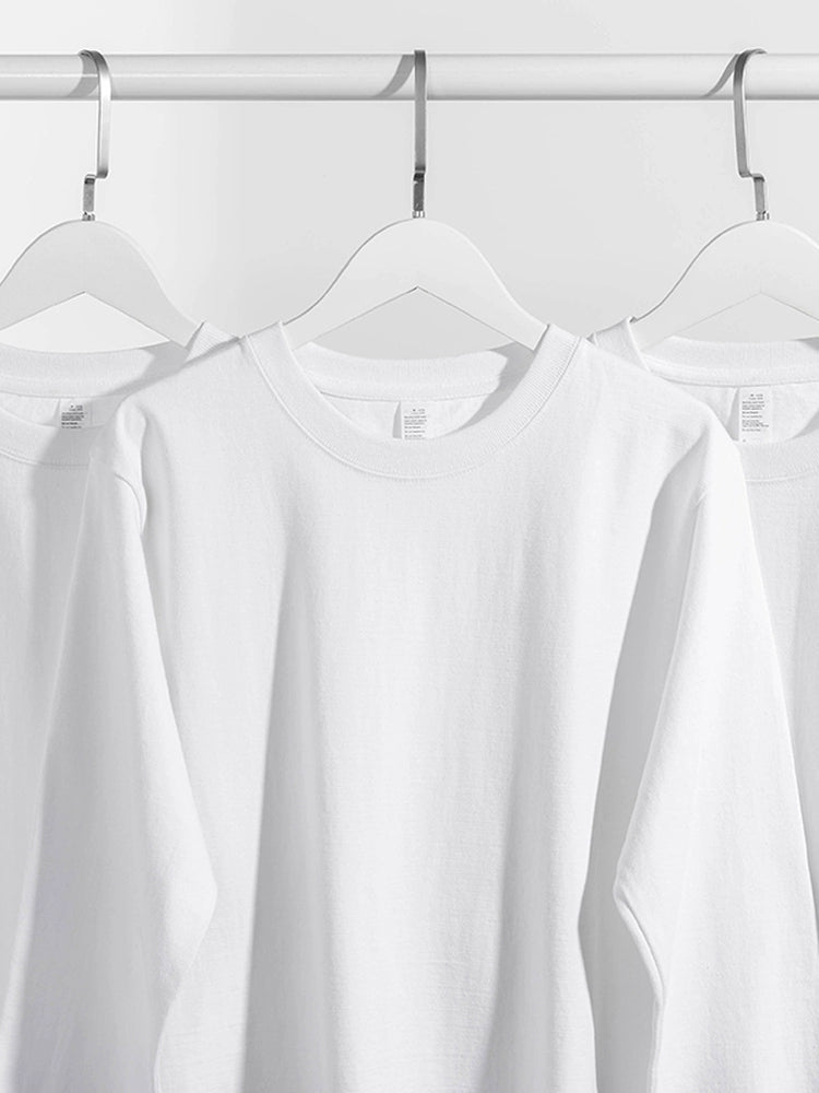 300g heavy cotton round neck simple long-sleeved T-shirt top with thick and opaque loose bottoming shirt autumn and winter