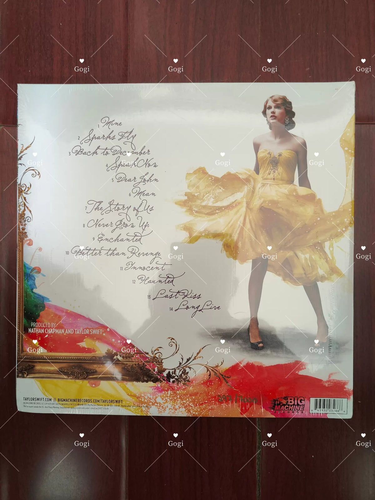 Taylor Swift – Speak Now – RSD Smoke Vinyl 2LP – No. 0297 – Sealed – back cover