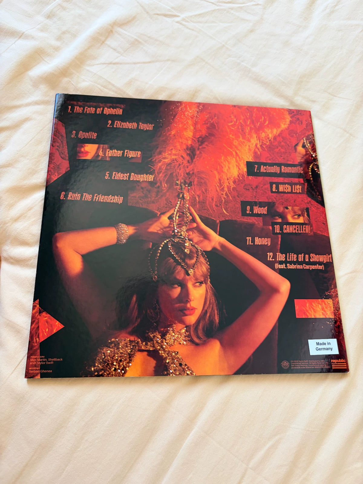 Taylor Swift – The Life Of A Showgirl – German Orange Glitter LP, Opened