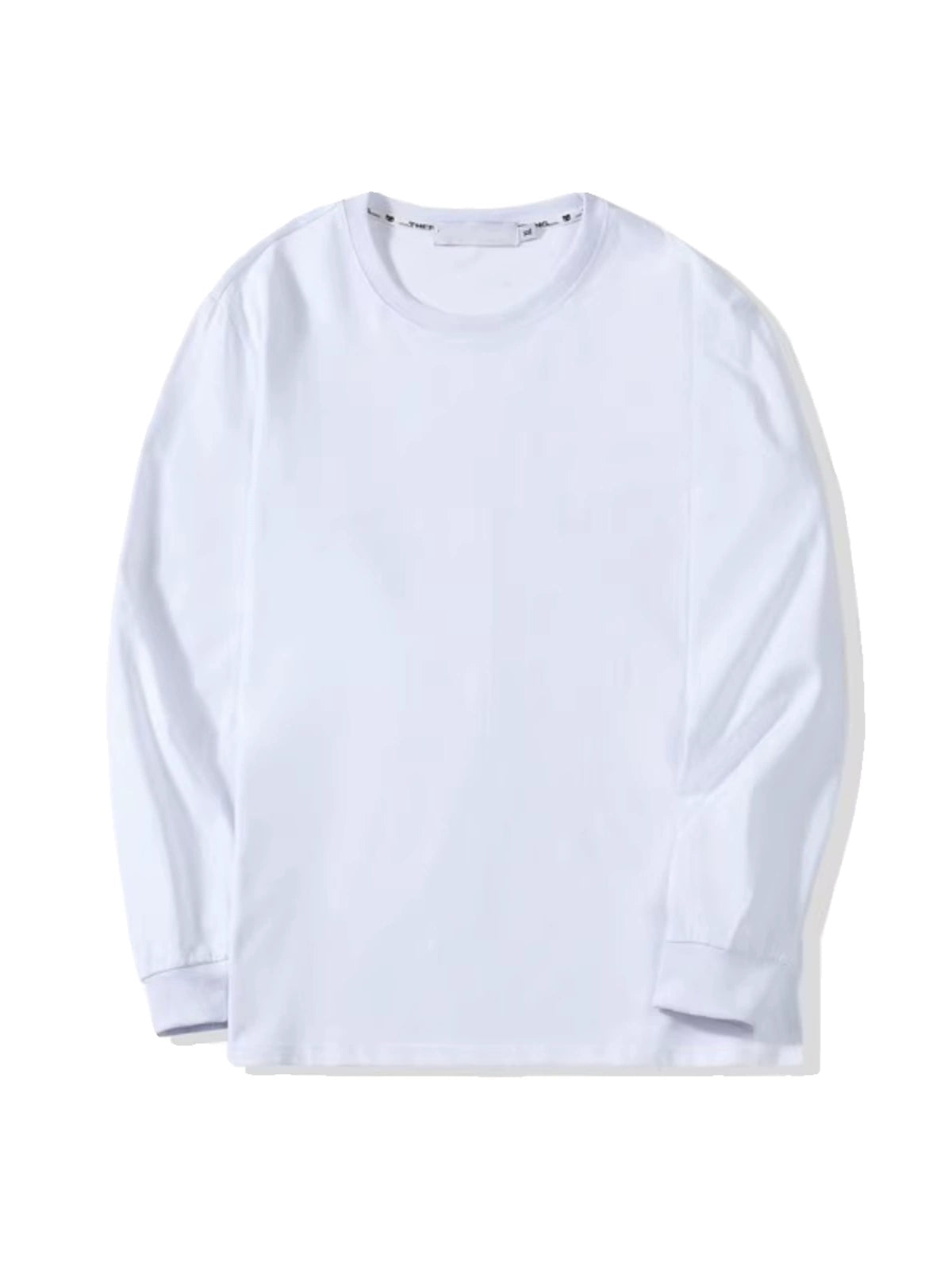 Spring and Autumn Solid Color Bottom Pure Cotton Long Sleeve T-Shirt Men's Fatty Loose Crew Neck Pullover Inside with T-Shirt On Clothes
