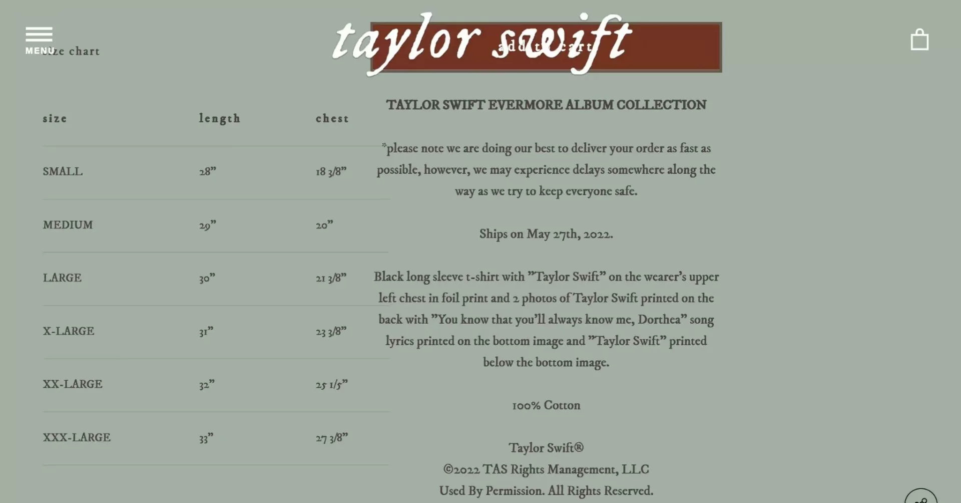 Taylor Swift – Folklore You’ll Always Know Me Long-Sleeve T-Shirt – Size S — detail 7