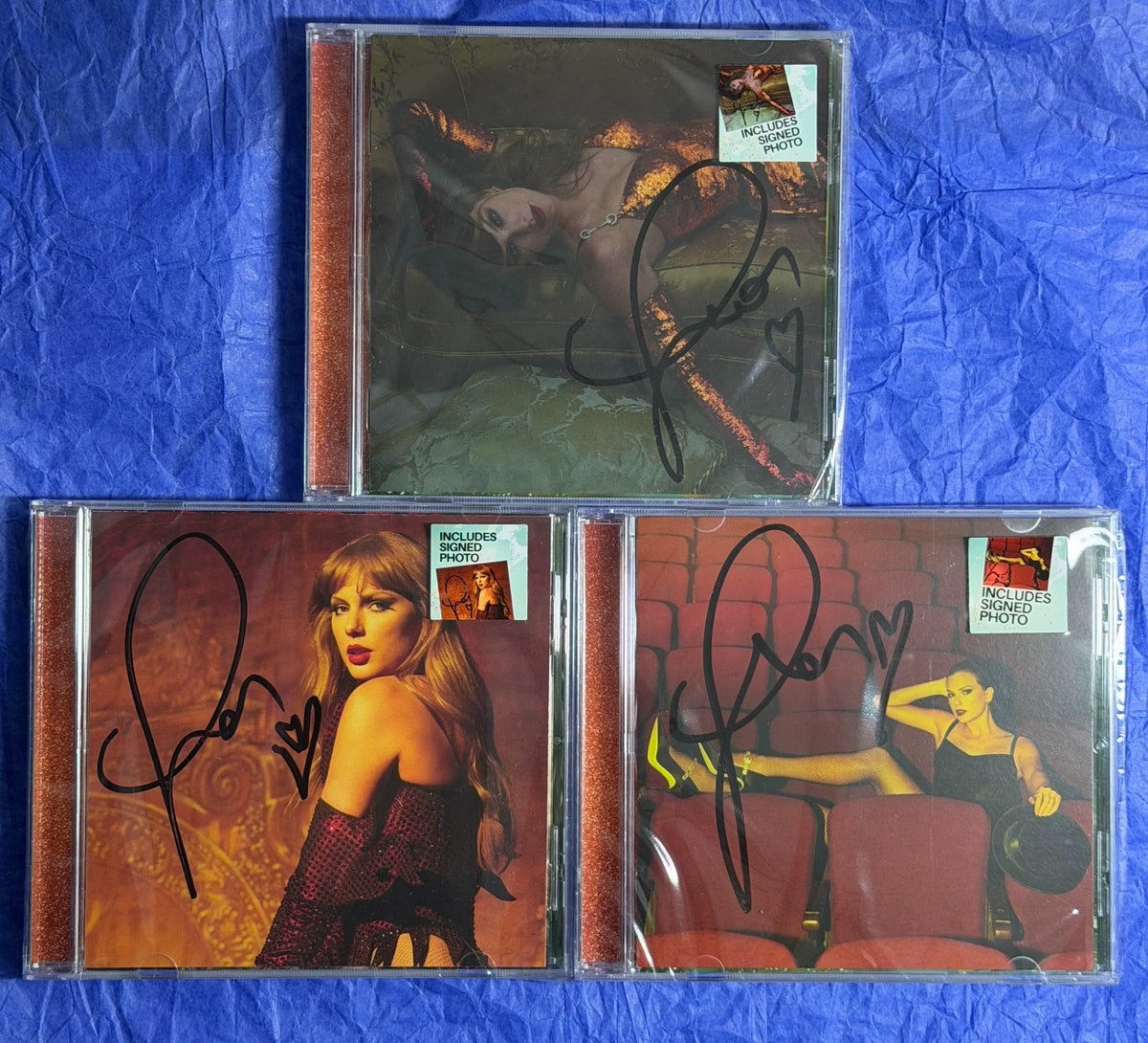 Taylor Swift – The Life of a Showgirl — Three Signed CDs, Covers 2–4 — actual item photo 1