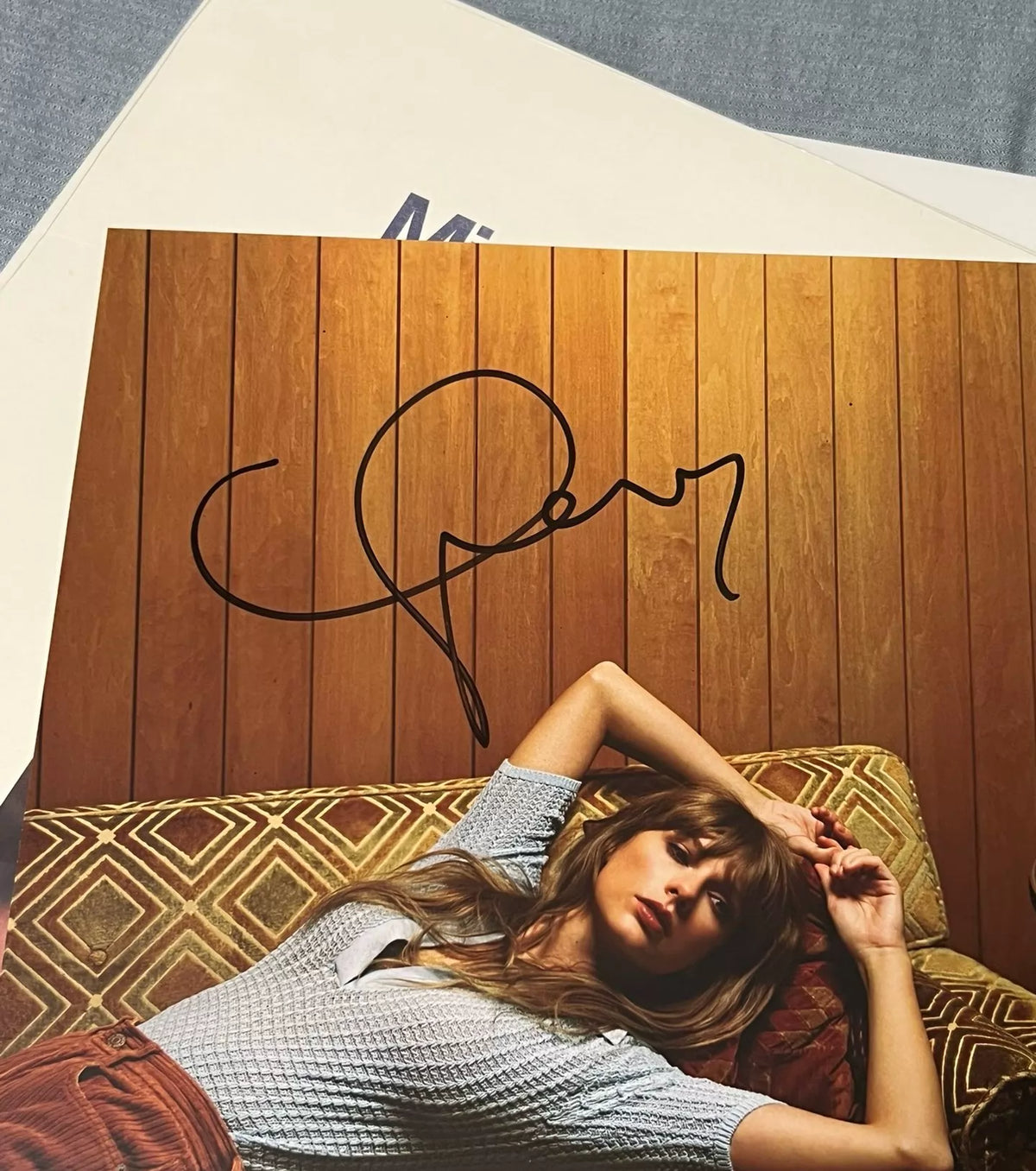 Taylor Swift – Midnights – Moonstone Blue Vinyl with Signed Card, Corner Wear – actual item photograph