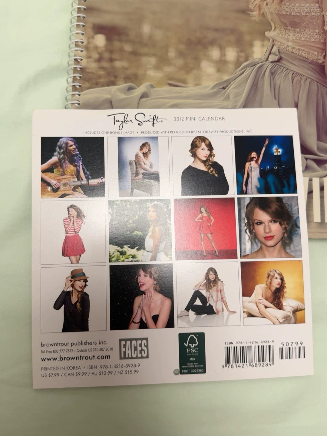 Taylor Swift – 2012 BrownTrout Mini Calendar – actual item photograph 2