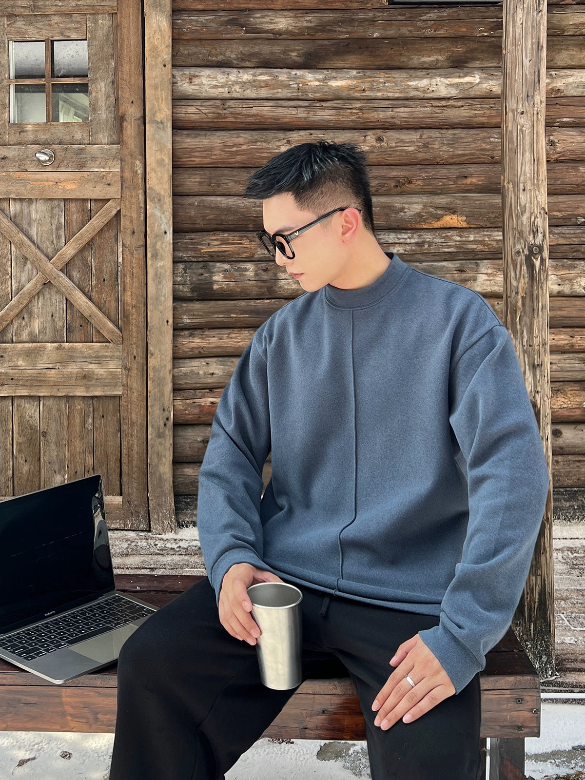 [New Zealand Winter] Winter Warm Heat Storage Soft Waxy German Velvet Bottom Long Sleeve T-Shirt Men