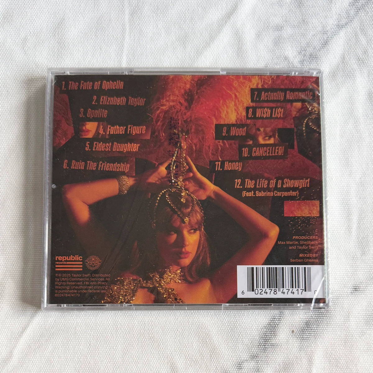 Taylor Swift – The Life of a Showgirl — Signed CD Cover 2, Closed Heart — actual item photo 2