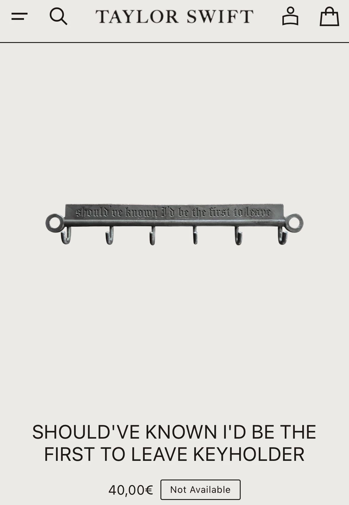 Taylor Swift – Reputation “Getaway Car” Lyric Metal Hook — front view