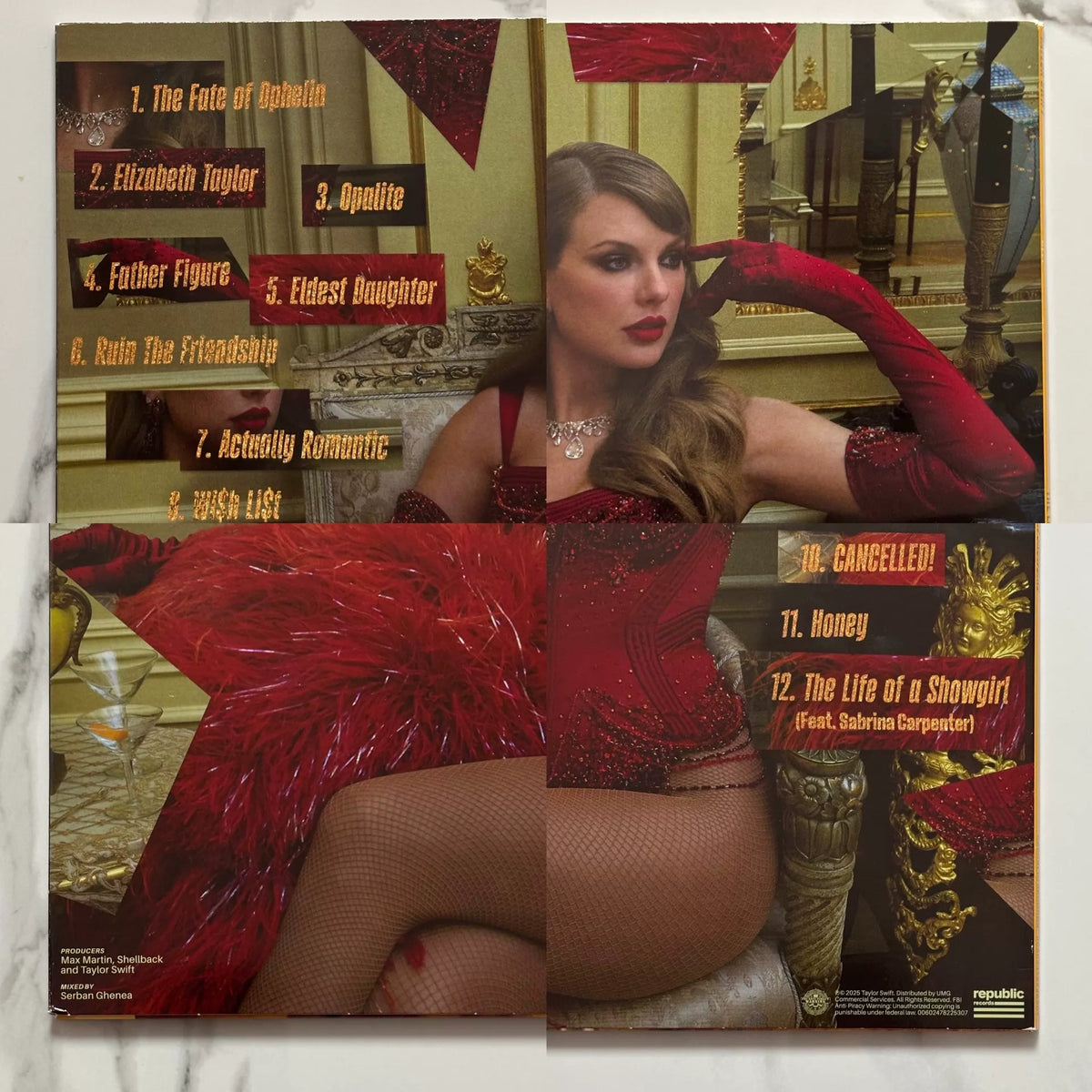 Taylor Swift – The Life of a Showgirl, Yellow Splatter Vinyl LP – actual item photograph 4